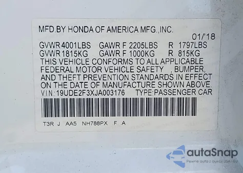 2018 Acura Ilx Acurawatch Plus Package from USA, damaged, VIN 19UDE2F3XJA003176